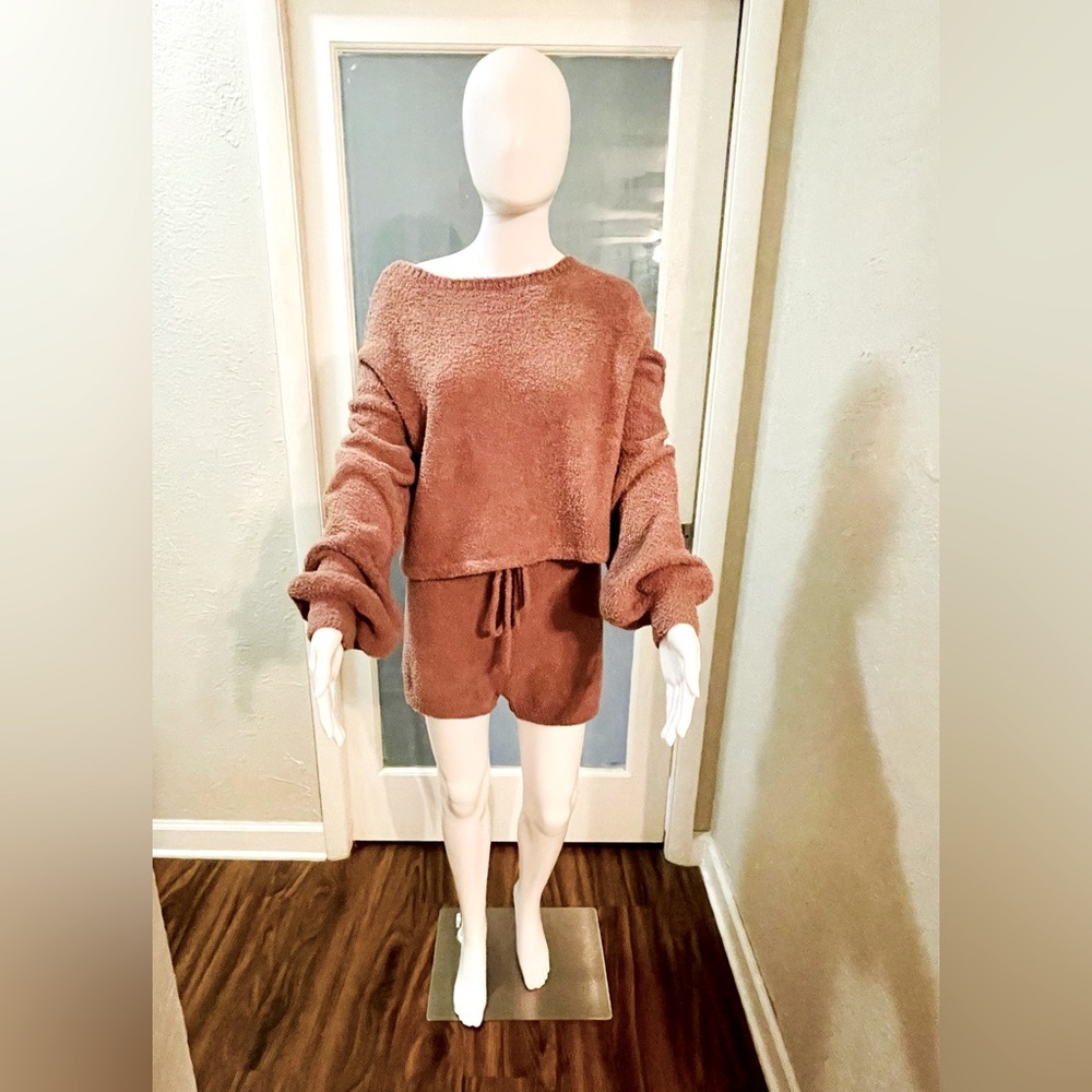 Long sleeve sweater and short set.